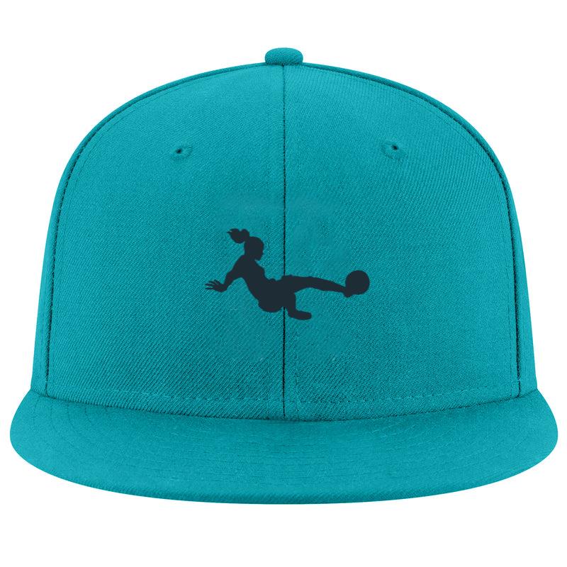 Woman Soccer Player Tackling Silhouette Snapback Hat 